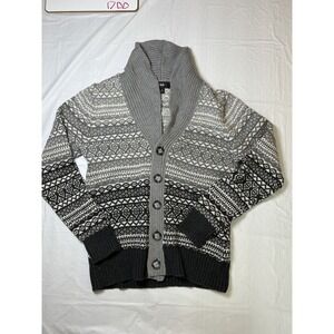 Womens Mossimo long sleeve button up knit sweater, size small, gray/white